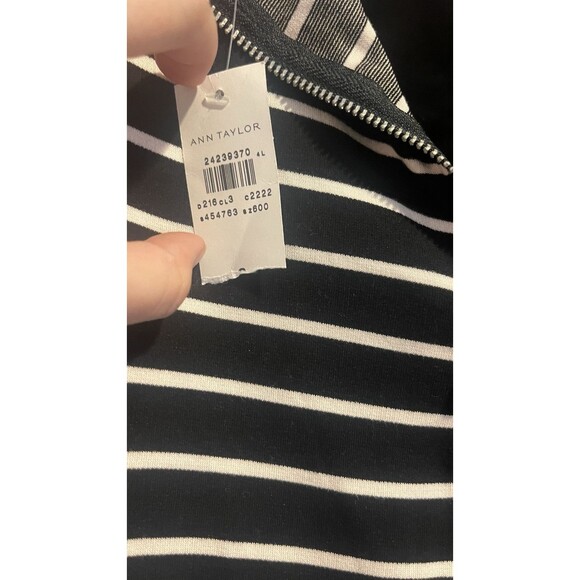 Ann Taylor Dress Black Striped Lantern Sleeve Shift  Size Small New With Tags - Picture 6 of 9
